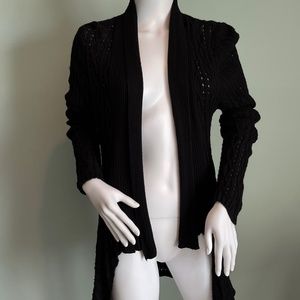 Black by Saks Fifth Avenue Black Asymmetrical Cardigan Sweater XL